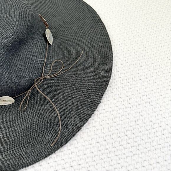 Flora Bella Summer Beach Pool Boho Floppy Foldable Sun Hat Mother of Pearl Discs main image 9